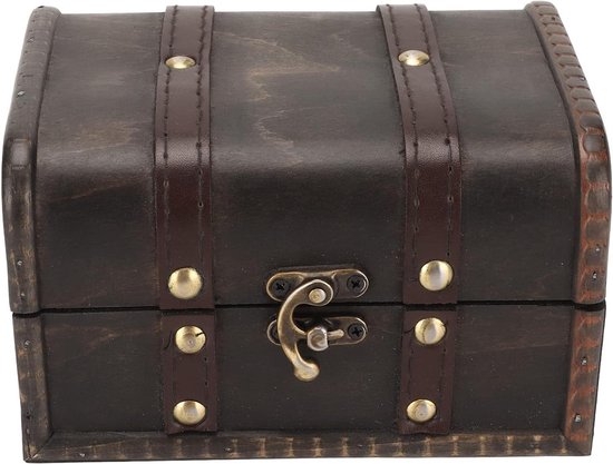 Vintage hout schatkist voor sieraden en meer