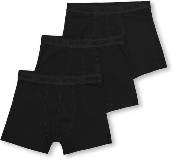 ONLY & SONS JUNIOR OSJFITZ SOLID BLACK BOXER 3PK. ACC NOOS Jongens Onderbroek - Black Black Waist & Black Logo