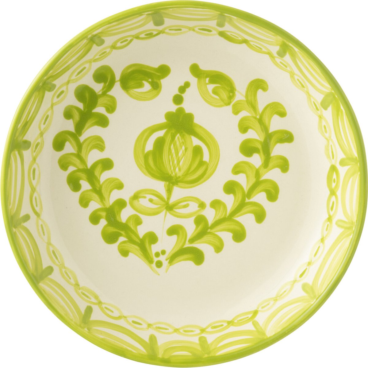J-Line schaal Granada Low - keramiek - wit/groen - large - Ø 25 cm