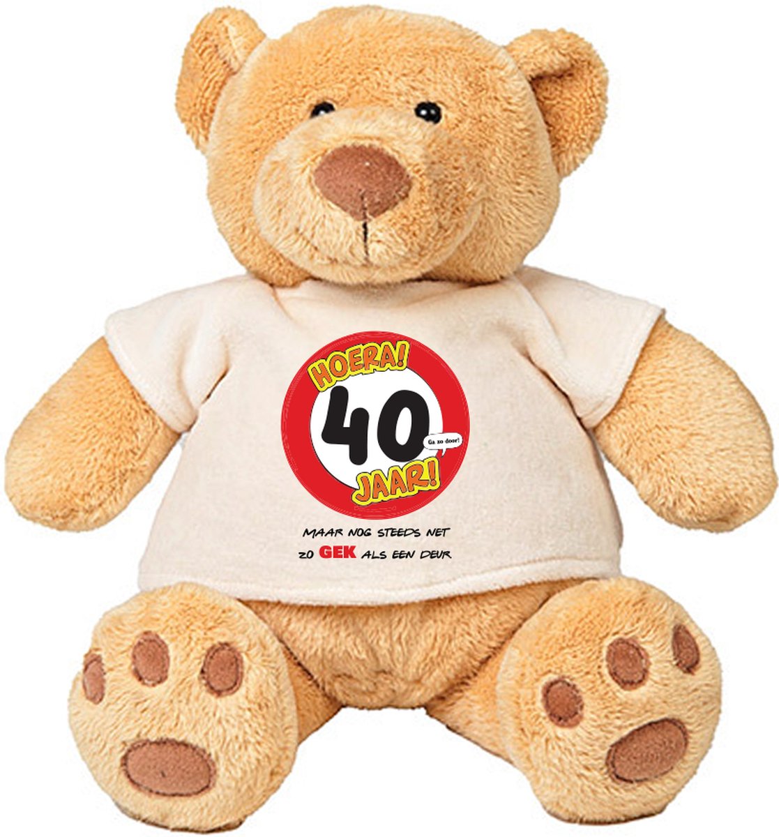 40 Jaar maar nog steeds zo gek als een deur Pluche Beer - Jarig - Verjaardag - 30e - knuffel