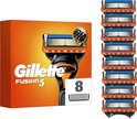 Gillette Fusion5 scheermesjes, 8 stuks. Oranje en zwarte houder. Scheerkop met 5 mesjes.