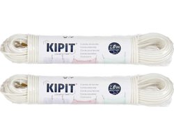 Kipit Waslijn - 2x - 20 meter - PVC - wit - drooglijn / waslijndraad