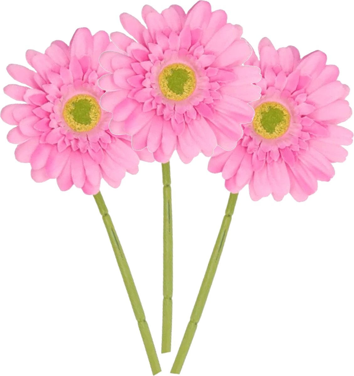 DK design Kunstbloem Gerbera - 3x - 72cm - roze - Real Touch - kunst zijdebloemen