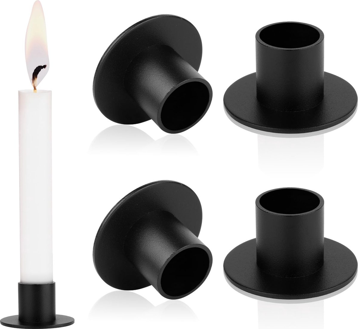 La'Moussawi ® Stijlvolle Set van 4 Moderne Zwarte Kaarshouders voor Diverse Decoratieve Gelegenheden