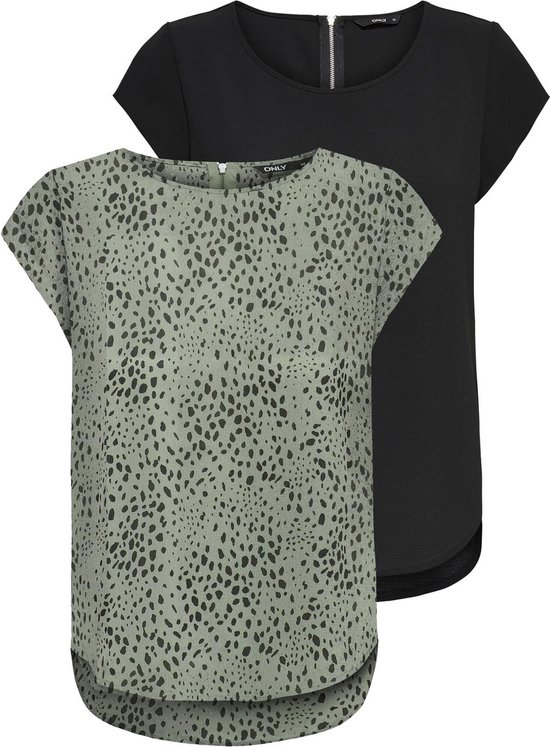 Only T-Shirt Femme ONLVIC bequem Multicolore 36 Col Boeuf Adultes