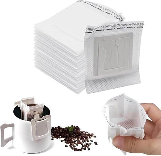 Wegwerp Druppel Koffie Filter Tas, 100x Koffie Filter Tas Opknoping Oor Druppel Koffie Tas Strainer Draagbaar voor Camping, Buiten, Reizen, Thuis, Kantoor