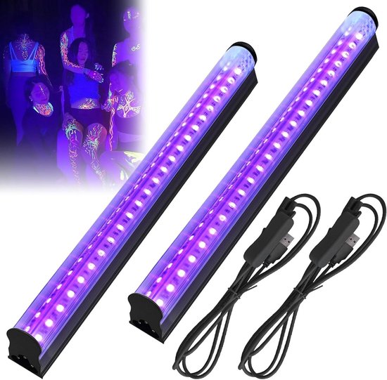VAYALT UV Schwarzlicht Lamp, 48W USB UV LED Schwarzlicht Lamp 385-400 Black Light Bar, UV Licht Röhre mit Schalter für Disco, Glow Party, Party