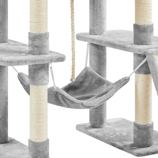 Yaheetech Kattenkrabpaal 206 cm plafondhoogte, XXL grote kattenboom, stabiele klimboom, krabpaal voor katten met sisaltouw, mand, hangmat, beige Yaheetech Kattenkrabpaal 206 cm plafondhoogte, XXL grote kattenboom, stabiele klimboom, krabpaal voor katten met sisaltouw, mand, hangmat, beige