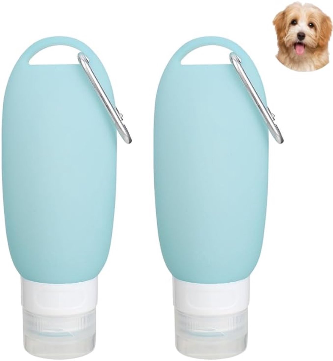 My Ninki ® Handige Siliconen Voedertubes voor Huisdieren en Reizen, Set van 2, 90 ml met Karabijnhaak