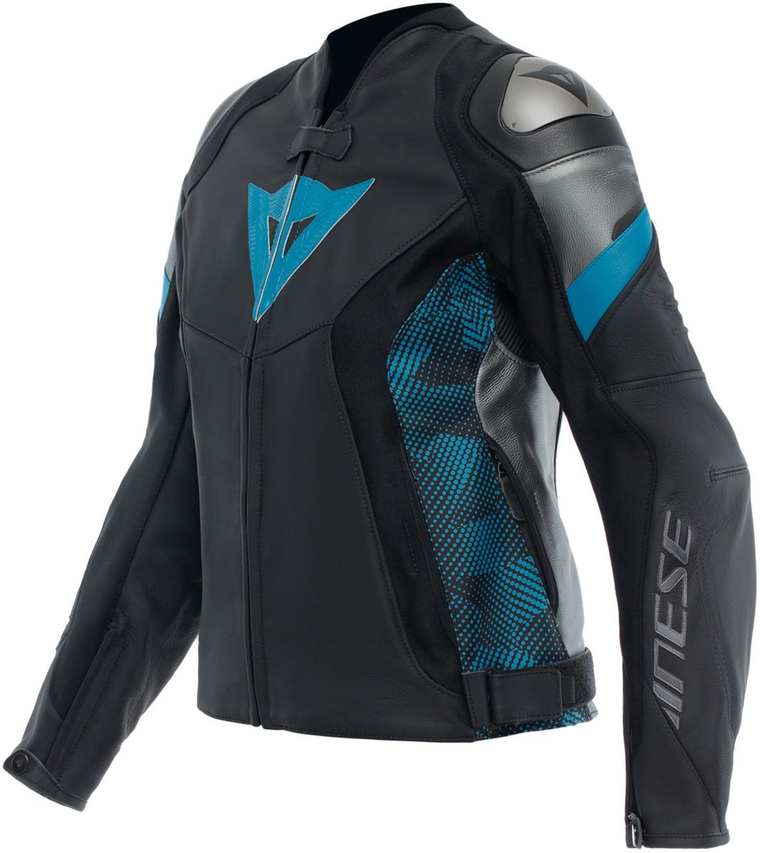 Dainese Avro 5 Leren Jas Dames Zwart Teal Anthracite - Jas