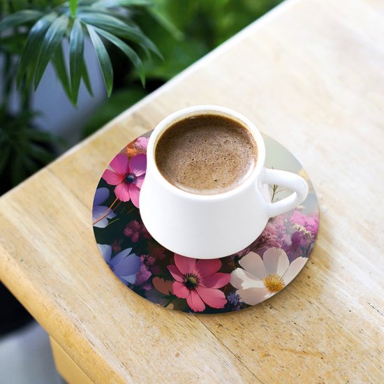 Dessous de verre Fleurs - colorées - floraison - 10x10 cm - 6 morceaux - Sous pour Verres et Tasses