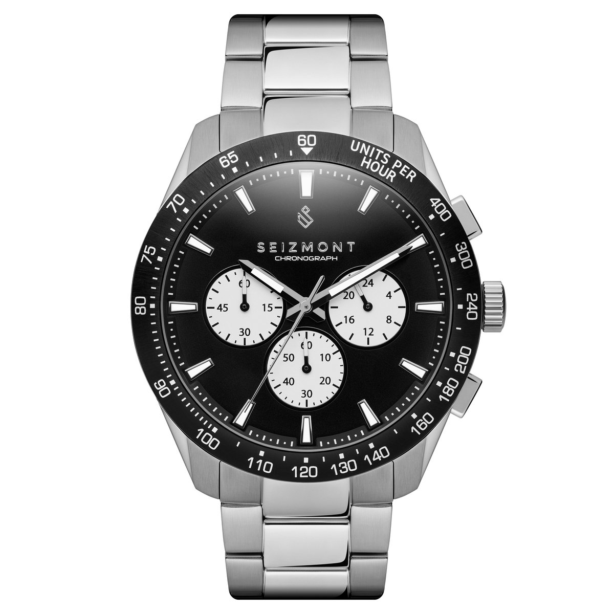 Lounet | Zwart en zilverkleurig chronograaf horloge van roestvrij staal