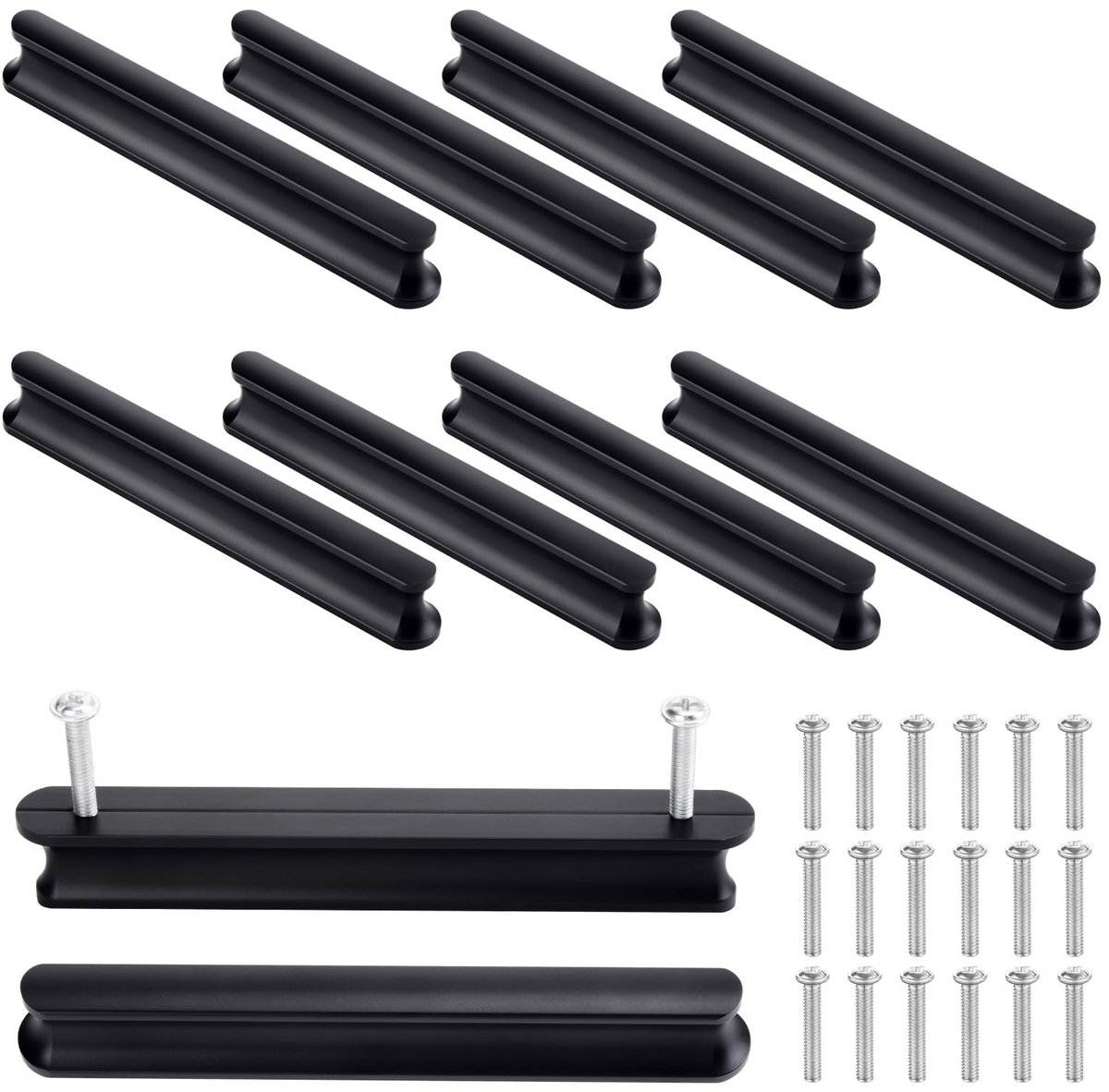 My Ninki ® Stijlvolle Zwarte Meubelgrepen voor Keuken, Kast en Lade - Set van 10, 12 cm