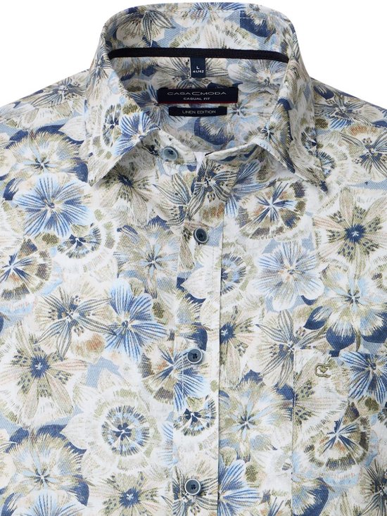 Chemise fleurie en lin Casa Moda, col Kent, 454404200-300 - XL