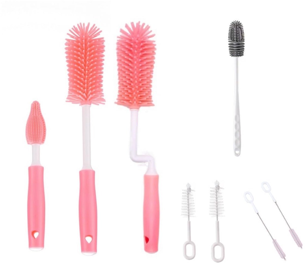 My Ninki ® Flessenborstelset van 8 Stuks voor Uitgebreide Reiniging van Keuken tot Babyartikelen