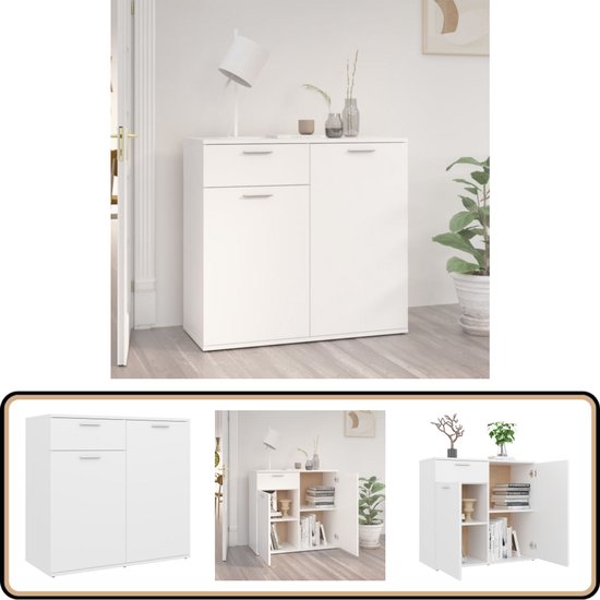 Buffet vidaXL 80 x 36 x 75 cm Bois traité Blanc brillant