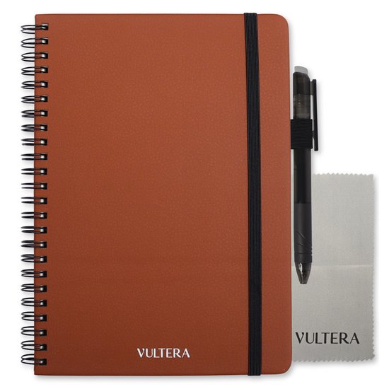 Vultera uitwisbaar notitieboek - A5 - Leer - Terra Brown