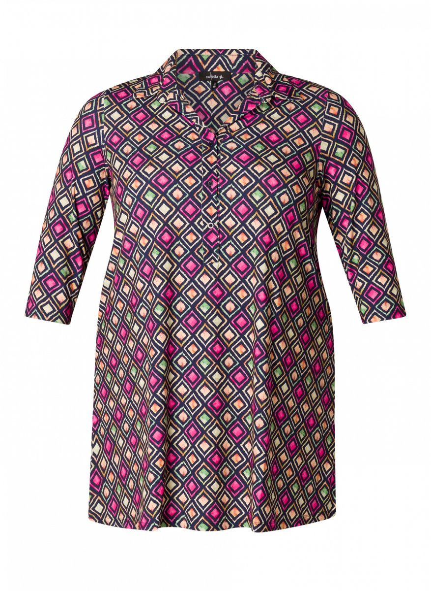 COLLETTA Ottelien Tops - Dark Blue/Multi col - maat 2(50)