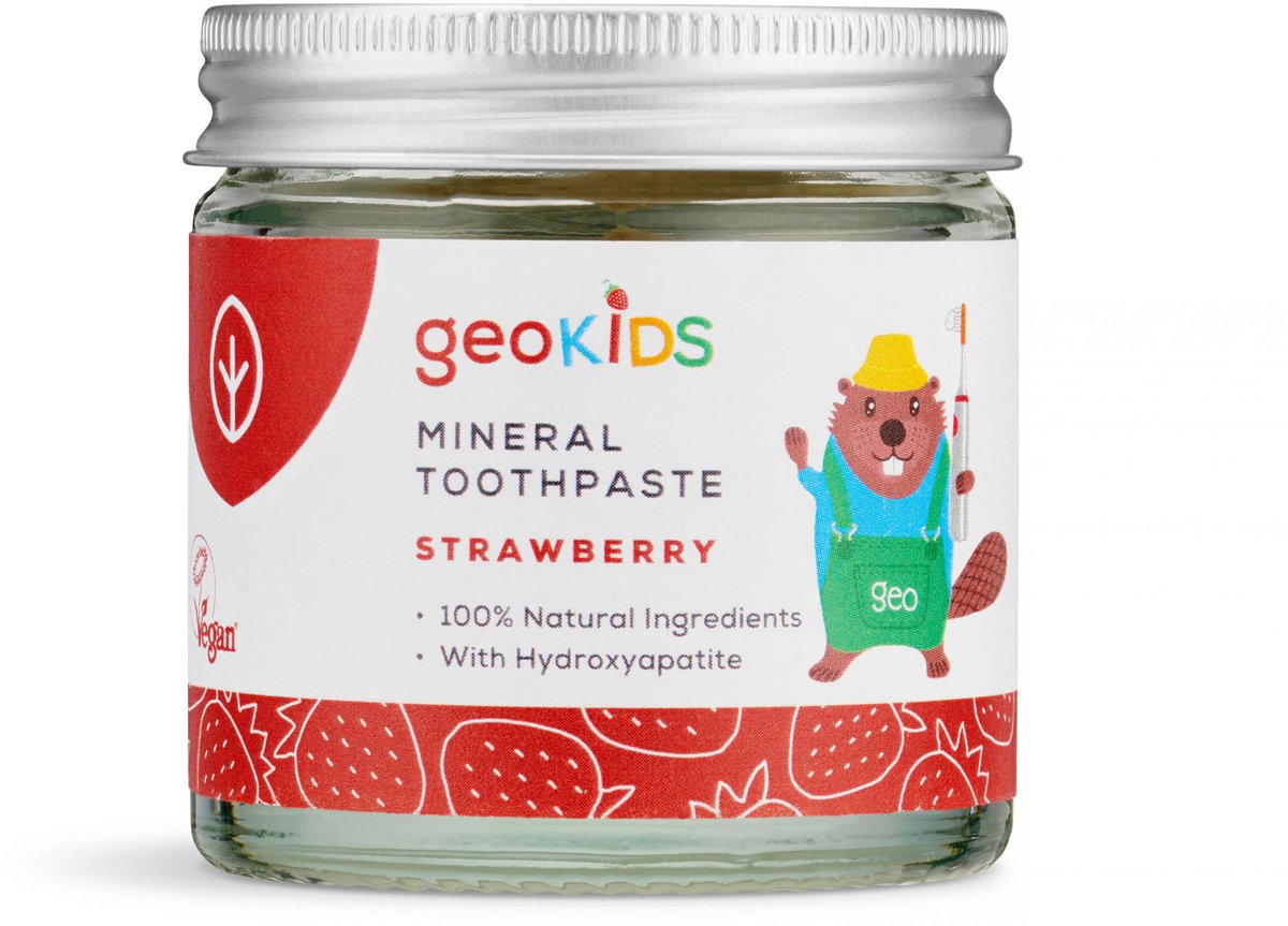 Georganics - Kids Tandpasta Fluoridevrij - Aardbeismaak - Rijk aan mineralen - Strawberry