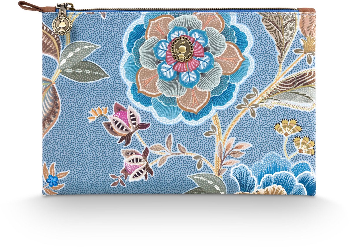 Pip Studio - Charly Make up tasje - Toilettas dames - Voor make-up - Matata Blauw - 24x1x15.5cm