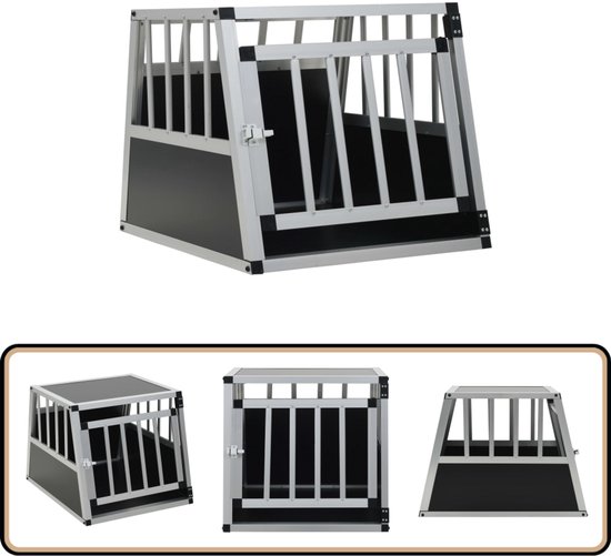 vidaXL Hondenbench Zilver 54x69x50 cm - Lichtgewicht Aluminium Hondenbench - Honden Transportbox - Honden Kooi - Hondenautostoel - Veilige Reis Hond