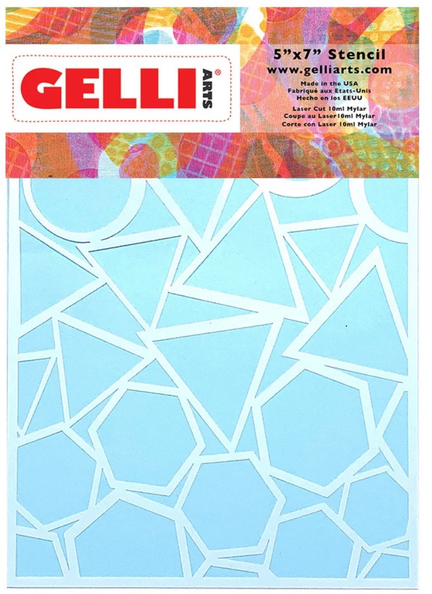 Gelli Arts stencil geo sjabloon 12,7x17,8 cm voor gelprinting.