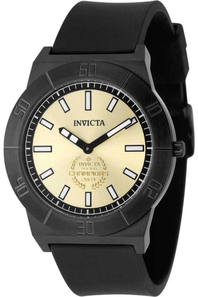 Invicta Racing 48580 Heren Horloge - Waterdicht - Analoog - Quartz Uurwerk - Roestvrij Staal met gouden Wijzerplaat - 43mm