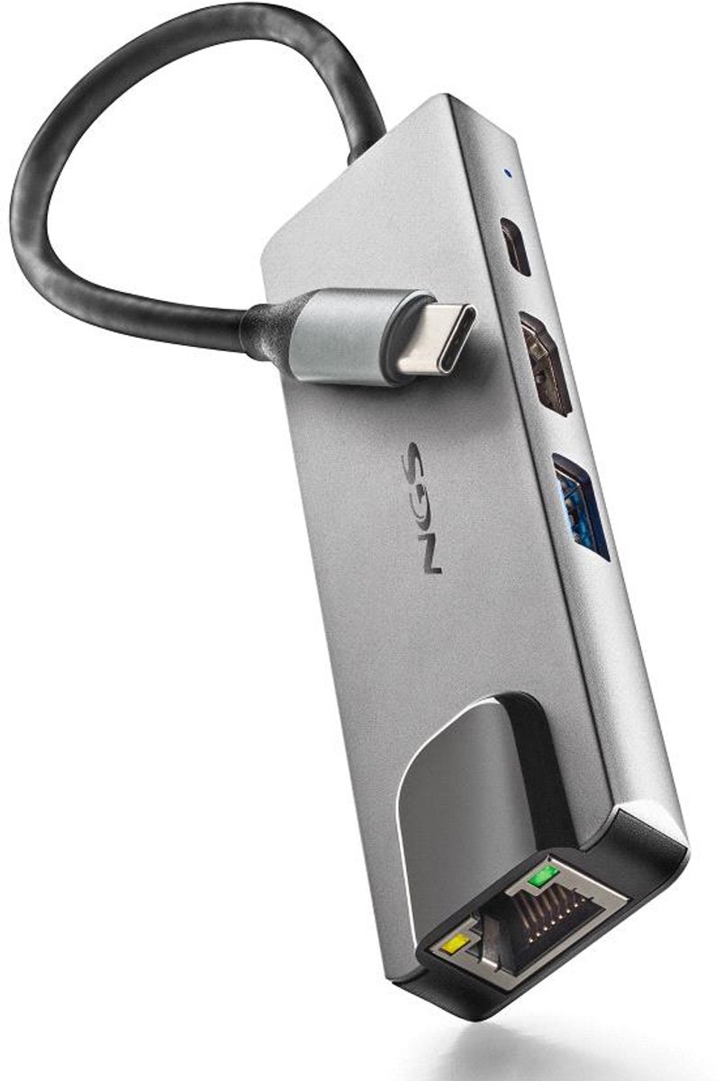 NGS NGS-HUB-0140 interface hub USB 2.0 Type-C 5000 Mbit/s Aluminium, Zwart