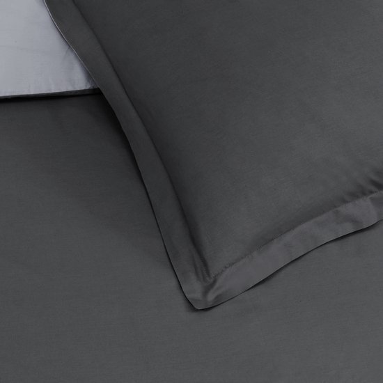 VISION Bicolor - Tweezijdig omkeerbaar Dekbedovertrekset - Eenpersoons - Dekbedovertrek 140 x 200 cm met 1 bijhorende sloop - 100% katoen - Antraciet/grijs van VISION — afbeelding 2