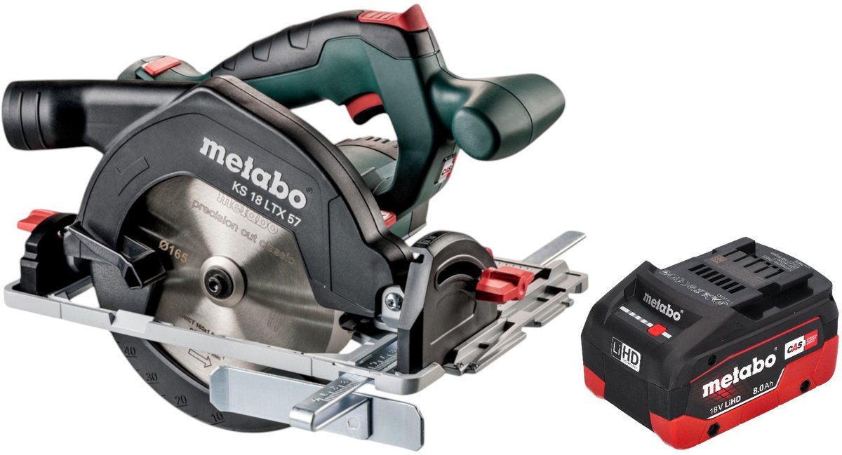 Metabo KS 18 LTX 57 Accucirkelzaag 18 V 165 mm + 1x LiHD accu 8.0 Ah - zonder oplader