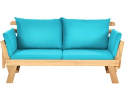 COSTWAY Tuinbank met ligfunctie, tuinbank met kussens en ink