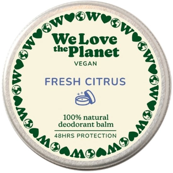 Een blikje met "We Love the Planet" en "Fresh Citrus" erop.