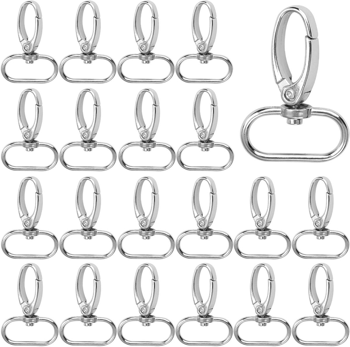 32 mm D-Rings 360 Degree Rotating Metal Carabiner Hooks - Pack of 20