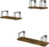 Vicco Fyrk Wandplank – 3 delen Antiek hout