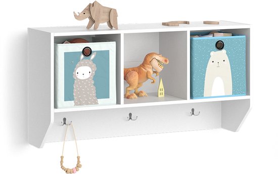 Étagère murale Vicco Luigi pour chambre d'enfant - 31 x 56 cm avec 2 boîtes pliantes opt.2 Wit avec 2 boîtes pliantes opt.2
