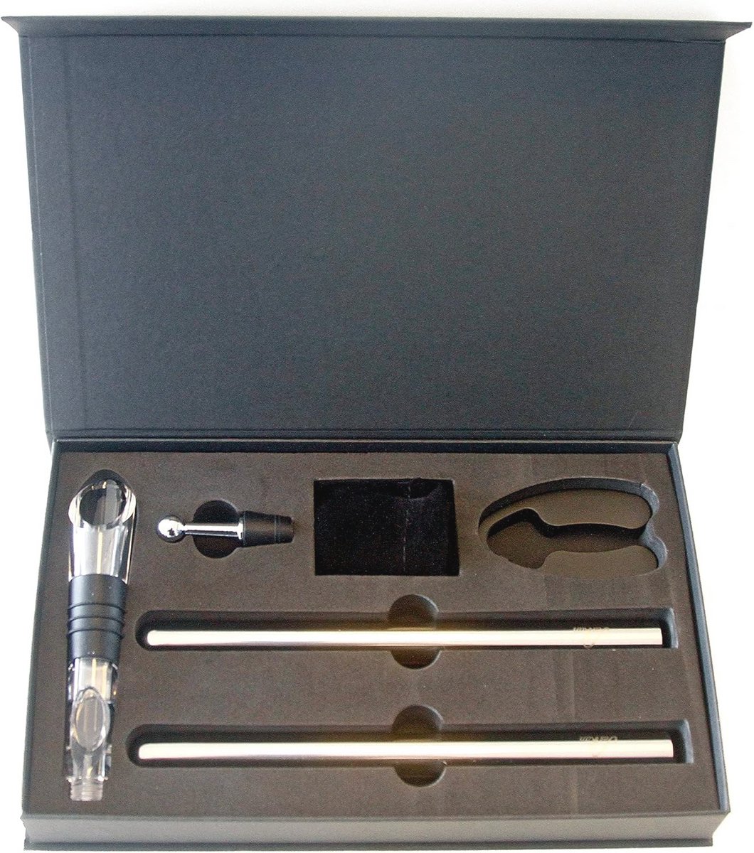 Elegante Wijnkoeler Set met Beluchter en Druppelvrije Karaf, Inclusief Tas en Capsulesnijder