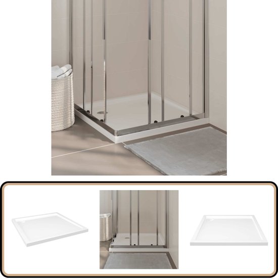 Receveur de douche carré vidaXL - 80 x 80 cm - Receveur de douche Wit en ABS - Cabine de Douche - Design moderne - Receveur de douche Witte - Petit receveur de douche