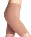 Huidkleurige shapewear shorts met een subtiel, ingeweven golvend patroon.