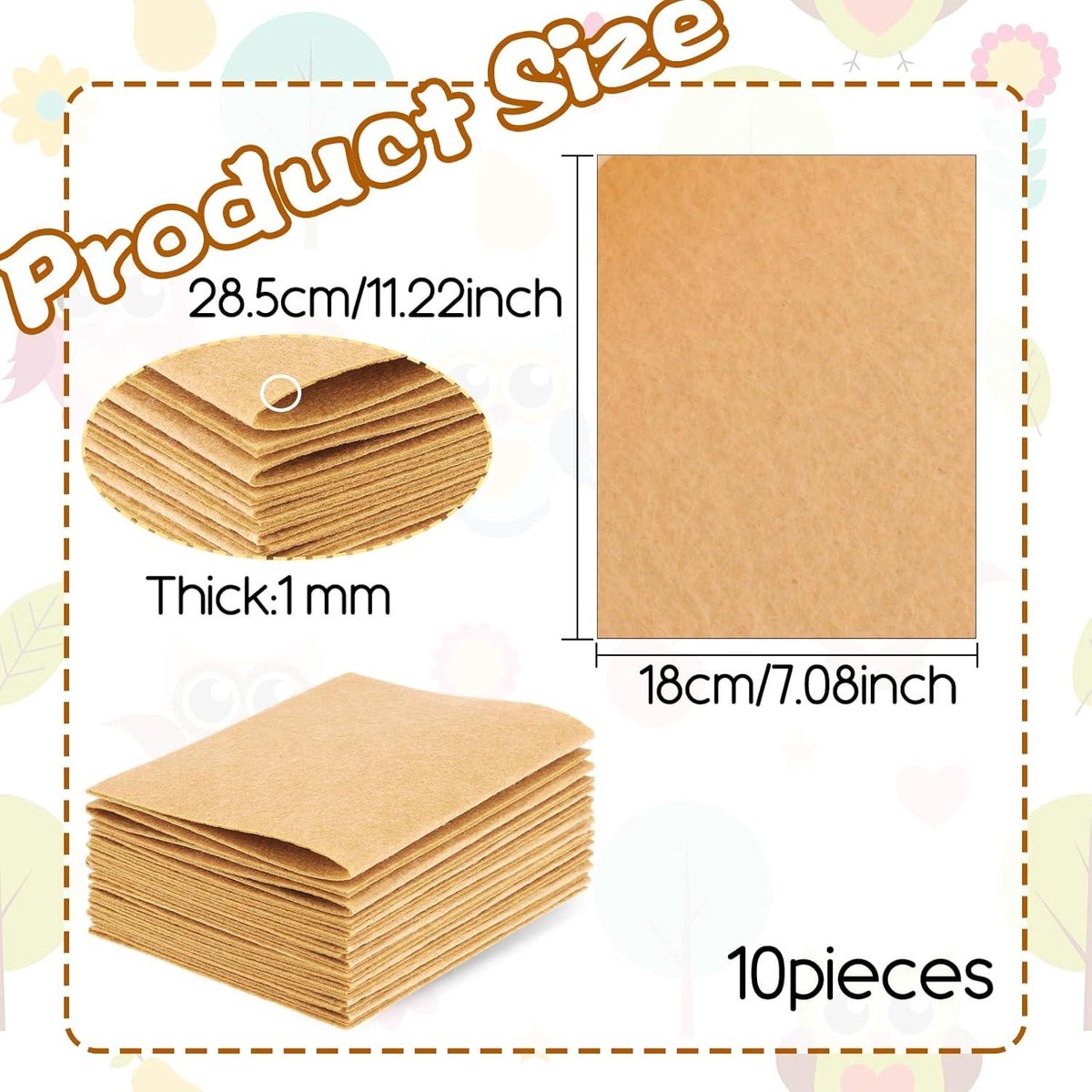 40 stuks vilten stof, vilten vierkanten, vilten vellen 10 cm x 10 cm, 1 mm dik