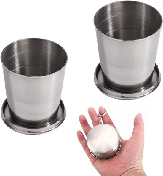 75/150/250 ml Opvouwbare beker Draagbare roestvrijstalen opvouwbare opvouwbare mok Koffiekopjes Reizen Camping Wandelen Outdoor Waterbeker (Color : 75ML