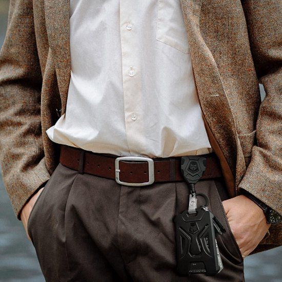 Porte-badge rétractable avec clip ceinture - cordon 80 cm - noir - 1 pièce