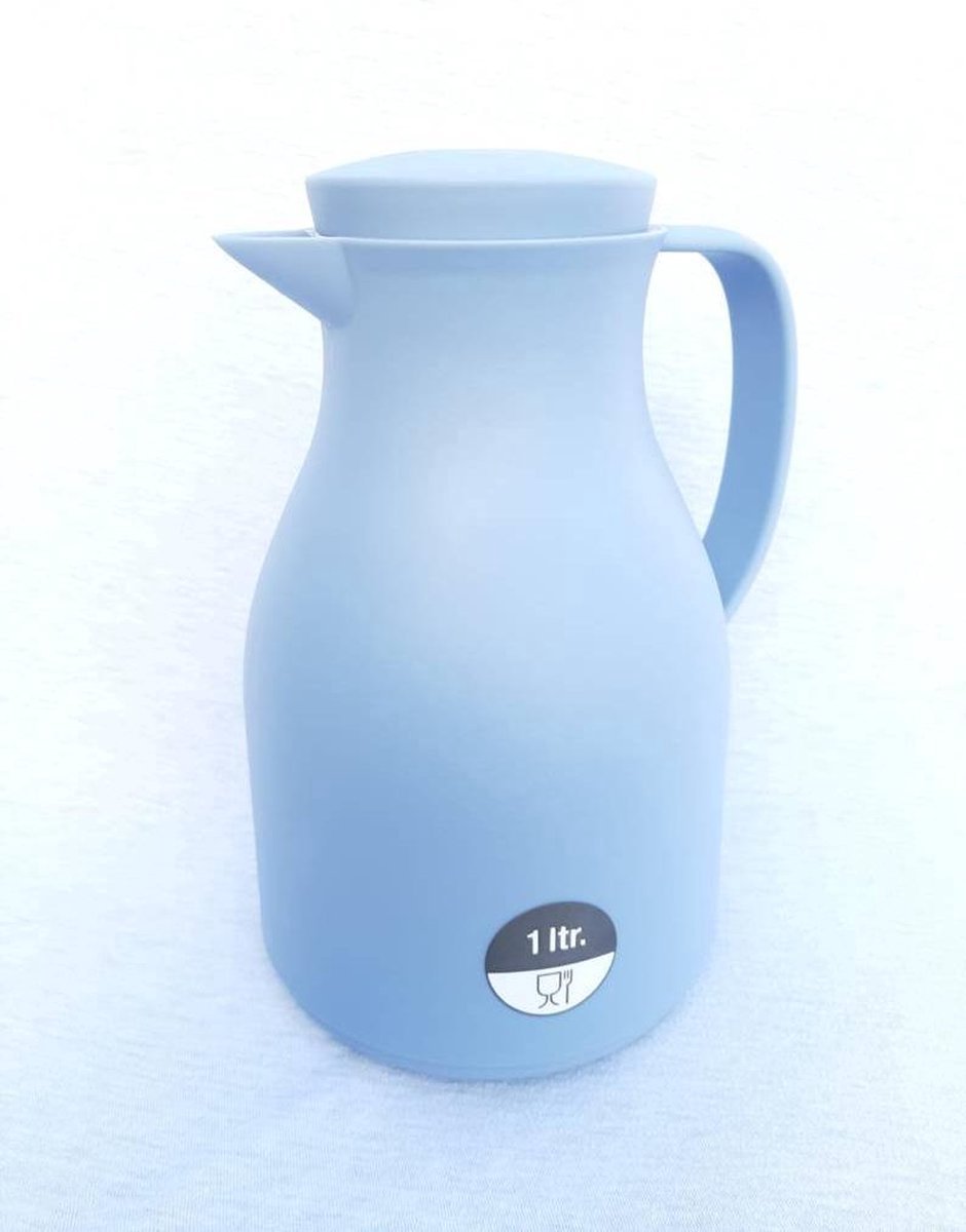 Haushalt 26131- Thermoskan met drukvergrendeling licht blauw - 1 liter