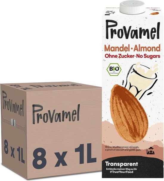 Provamel Amandeldrink Ongezoet - Biologisch & Vegan - Plantaardige Amandeldrink - 8 x 1L