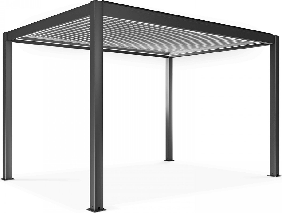 Oviala - Zelfdragende en verlichte bioklimatische pergola 3 x 4 x 25m grijs - Kavala