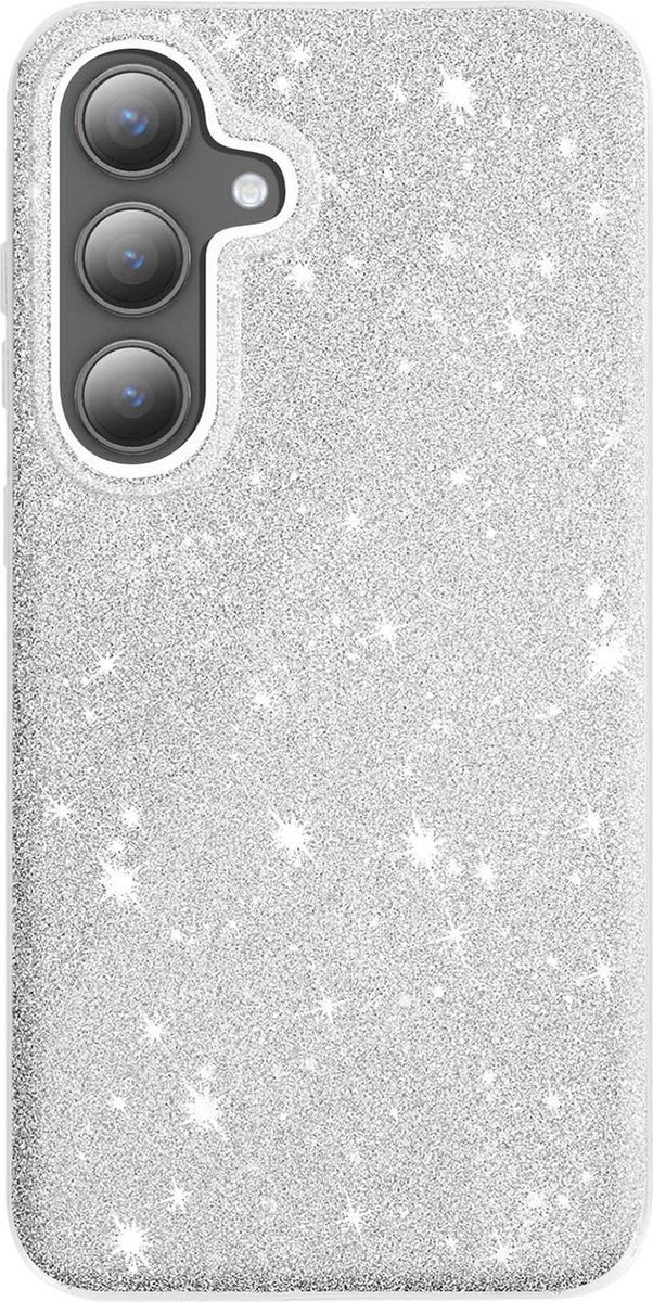 Avizar Ultradunne glitter case Geschikt voor Samsung S24 Plus en S25 Plus, Zilver