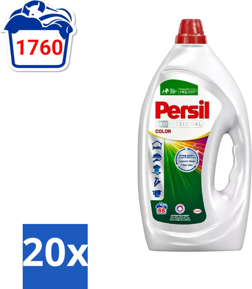 20 x Persil Professional Color - Vloeibaar Wasmiddel - Gekleurde Was - 88 Wasbeurten - Gekleurde Was - Vlekverwijdering - Wasmiddel - Wasresultaat - Wasfrisheid