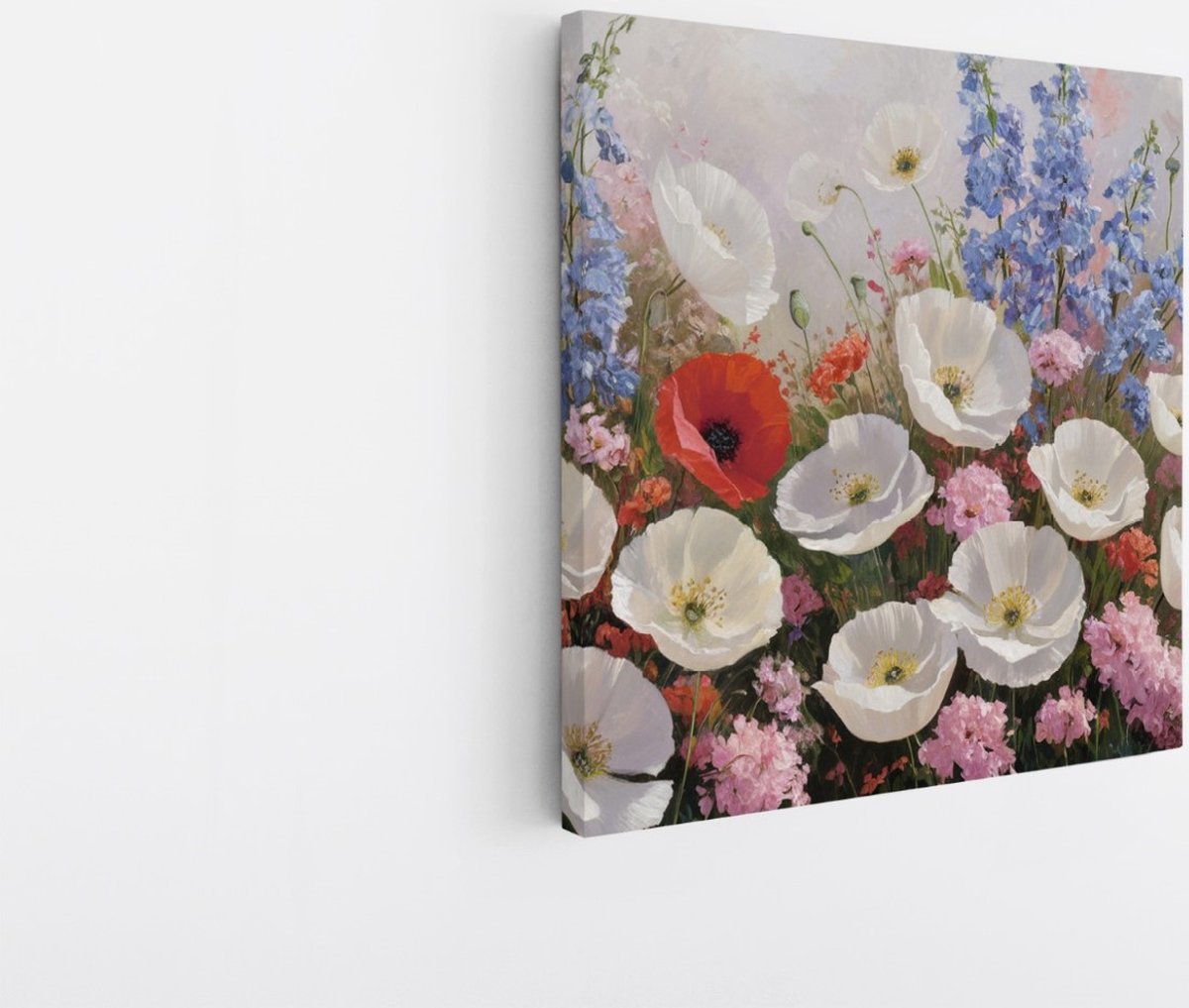 Saammp Canvas Schilderij - Kleurrijk - Abstract - Bloemen - Natuur - 100x100 - Foto op canvas - Wanddecoratie - Muurdecoratie Woonkamer - Kantoor Decoratie Multicolor