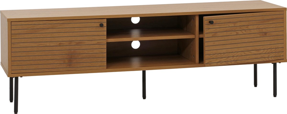 TV-rek MCW-N78, laag TV-meubel, Scandinavische stijl metaal hout melamine MVG 50x150x40cm ~ naturel