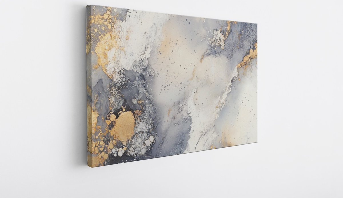 Saammp Canvas Schilderij - Marmer - Abstract kunstwerk - Goud - 50x40 - Foto op canvas - Wanddecoratie - Muurdecoratie Woonkamer - Slaapkamer decoratie - Canvas Print Multicolor