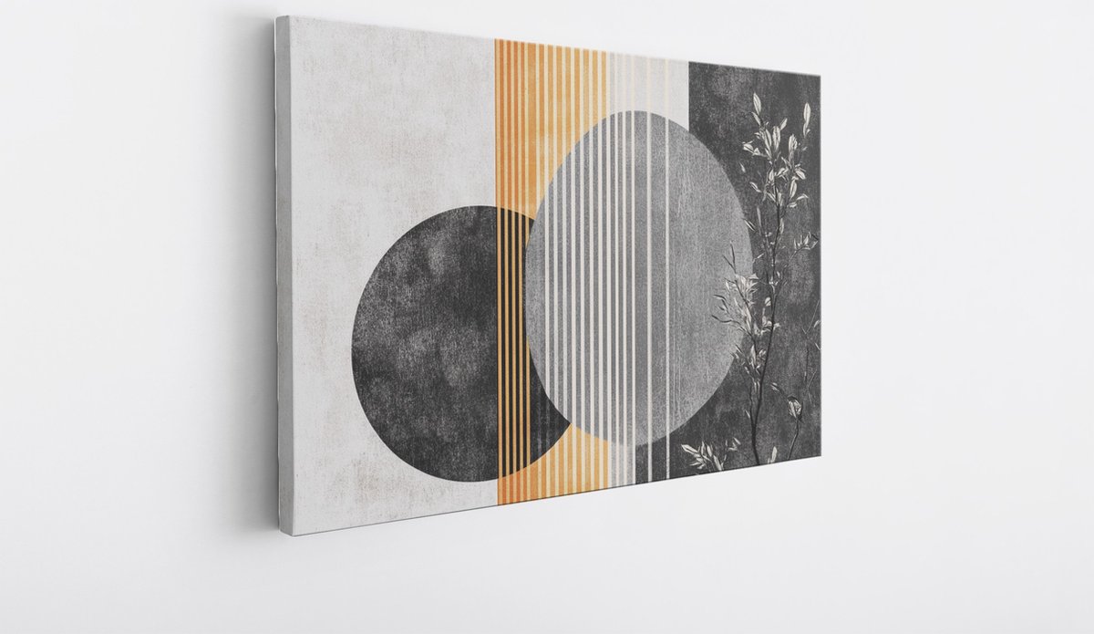 Saammp Canvas Schilderij - Vormen - Cirkels- Abstract - 60x40 - Foto op canvas - Wanddecoratie - Muurdecoratie Woonkamer - Slaapkamer decoratie - Canvas Print Multicolor